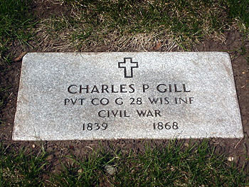 Grave marker for Pvt. Charles Gill